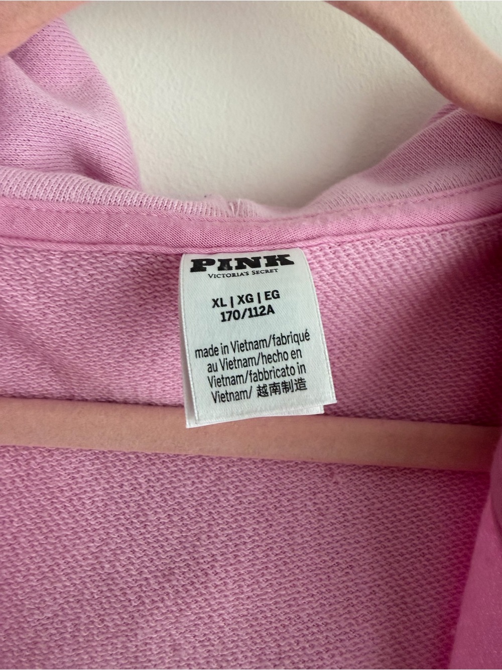 PINK Victoria's Secret Light Pink Hoodie with '86' Patch - Picture 4 of 6